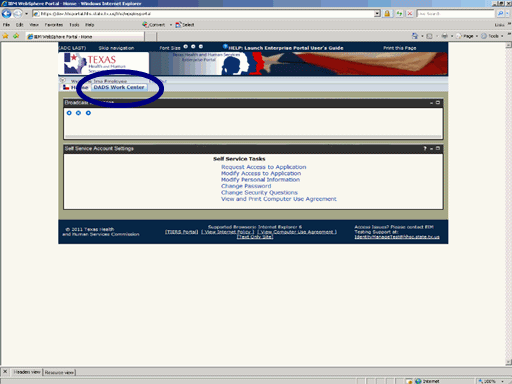 Screenshot of Enterprise Portal Home Page